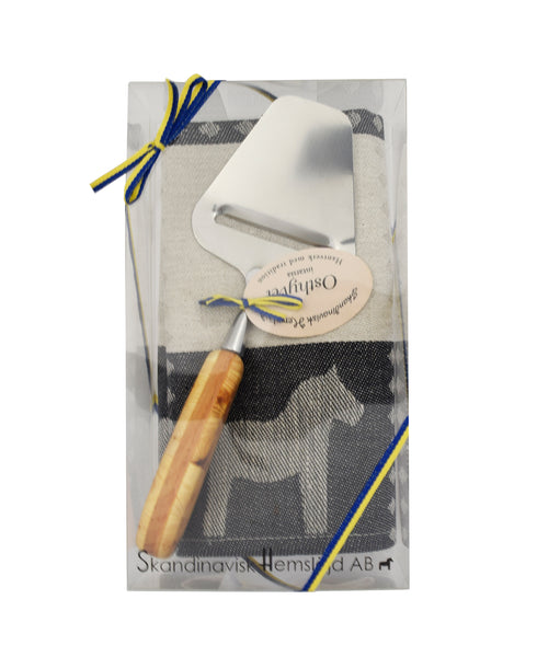 Towel - Dala Horse Towel & Cheese Slicer Gift Set - Black