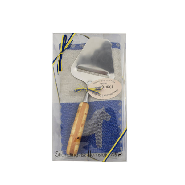 Towel - Dala Horse Towel & Cheese Slicer Gift Set - Blue