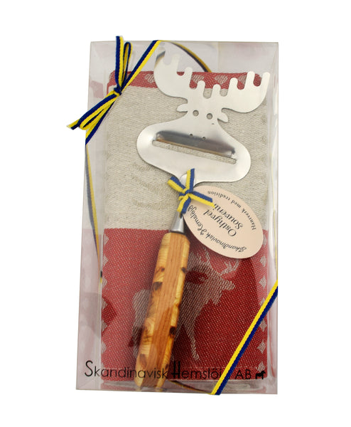 Towel - Moose Towel & Cheese Slicer Gift Set - Red